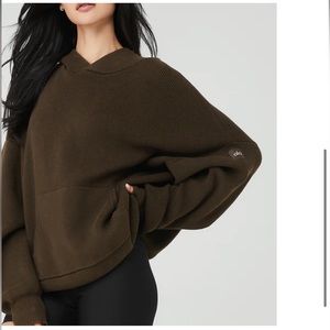 Alo Yoga Scholar Hooded Sweater XL Espresso
